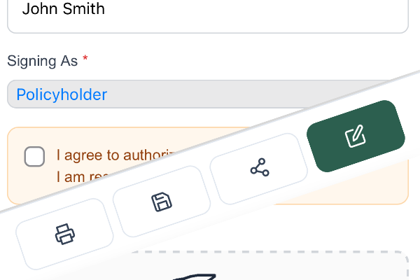Digital signature being captured on work authorization